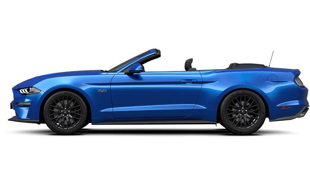 Ford Mustang Convertible V8 Side View - Sooper Car Hire